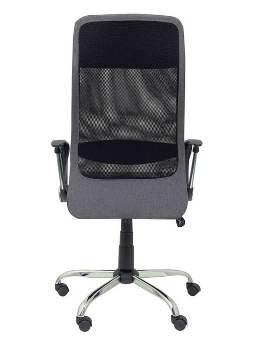 FORÖL Modelo  Esteras- Silla de dirección ergonómica con mecanismo basculante, brazos fijos y regulable en altura - Respaldo de malla transpirable con cabecero y asiento tapizado en tela color gris.