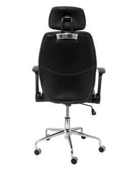 FORÖL Modelo Huelves - Silla de oficina ergonómica con mecanismo basculante, brazos retráctiles, cabecero y regulable en altura - Respaldo y asiento tapizado en tejido símilpiel color negro