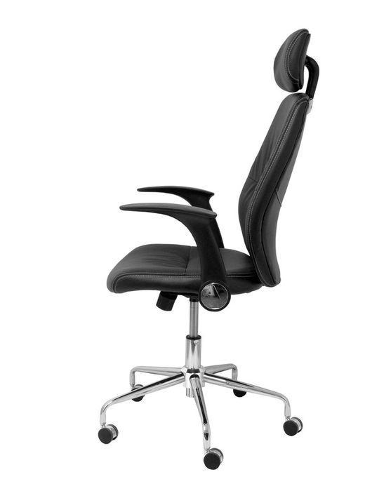 FORÖL Modelo Huelves - Silla de oficina ergonómica con mecanismo basculante, brazos retráctiles, cabecero y regulable en altura - Respaldo y asiento tapizado en tejido símilpiel color negro