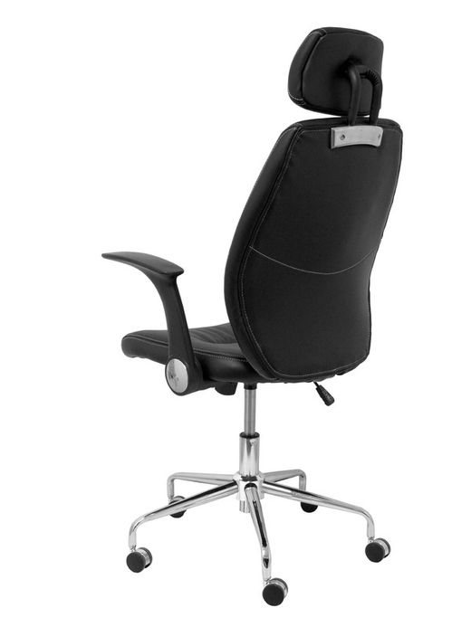FORÖL Modelo Huelves - Silla de oficina ergonómica con mecanismo basculante, brazos retráctiles, cabecero y regulable en altura - Respaldo y asiento tapizado en tejido símilpiel color negro