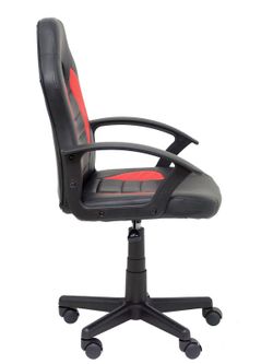 FORÖL Modelo Mohedas - Silla juvenil gaming con mecanismo giratorio, regulable en altura y brazos fijos - Asiento y respaldo tapizados en SIMILPIEL negro y rojo.
