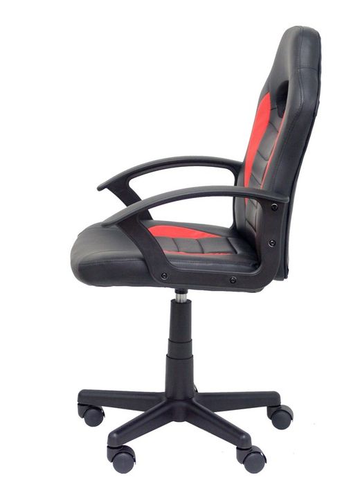 FORÖL Modelo Mohedas - Silla juvenil gaming con mecanismo giratorio, regulable en altura y brazos fijos - Asiento y respaldo tapizados en SIMILPIEL negro y rojo.