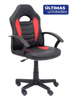 FORÖL Modelo Mohedas - Silla juvenil gaming con mecanismo giratorio, regulable en altura y brazos fijos - Asiento y respaldo tapizados en SIMILPIEL negro y rojo.