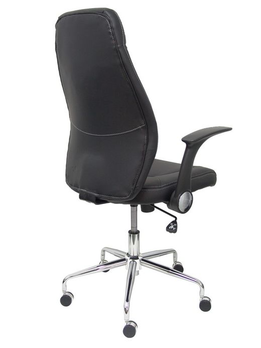 FORÖL Modelo Odrea - Silla de oficina ergonómica con mecanismo basculante, brazos retráctiles y regulable en altura - Respaldo y asiento tapizado en tejido símilpiel color negro.