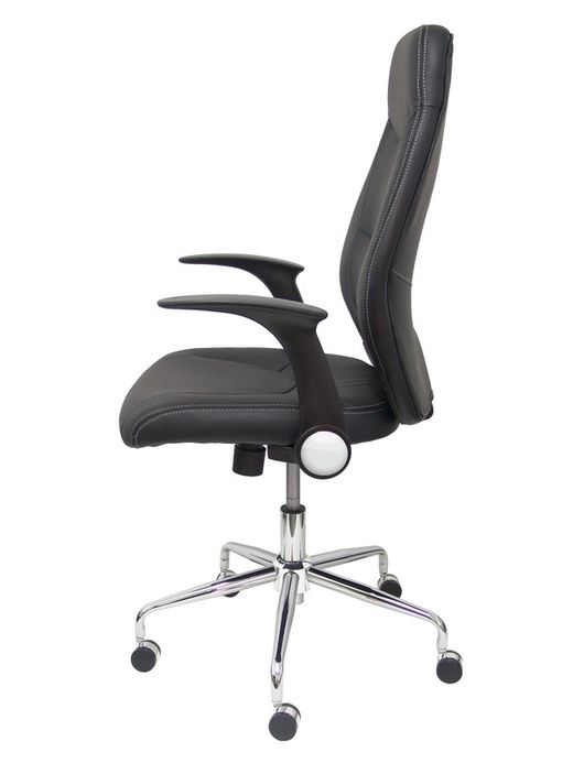 FORÖL Modelo Odrea - Silla de oficina ergonómica con mecanismo basculante, brazos retráctiles y regulable en altura - Respaldo y asiento tapizado en tejido símilpiel color negro.