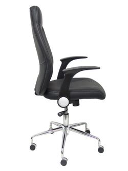 FORÖL Modelo Odrea - Silla de oficina ergonómica con mecanismo basculante, brazos retráctiles y regulable en altura - Respaldo y asiento tapizado en tejido símilpiel color negro.