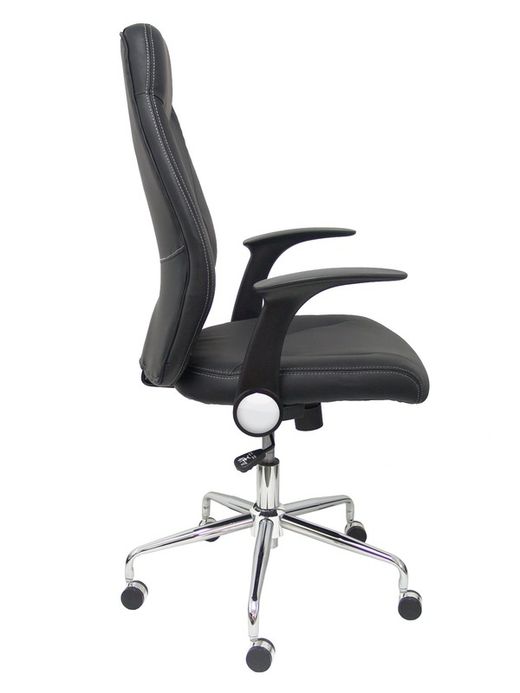 FORÖL Modelo Odrea - Silla de oficina ergonómica con mecanismo basculante, brazos retráctiles y regulable en altura - Respaldo y asiento tapizado en tejido símilpiel color negro.
