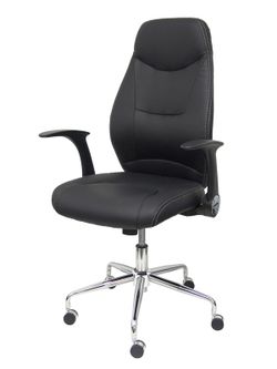 FORÖL Modelo Odrea - Silla de oficina ergonómica con mecanismo basculante, brazos retráctiles y regulable en altura - Respaldo y asiento tapizado en tejido símilpiel color negro.
