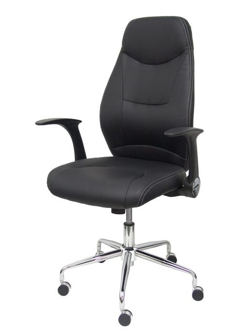 FORÖL Modelo Odrea - Silla de oficina ergonómica con mecanismo basculante, brazos retráctiles y regulable en altura - Respaldo y asiento tapizado en tejido símilpiel color negro.