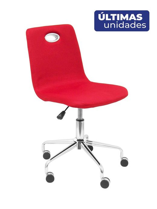 FORÖL Modelo Olivares Silla infantil de oficina ergonómica con mecanismo giratorio y regulable en altura  Respaldo y asiento tapizado en tejido de malla color rojo