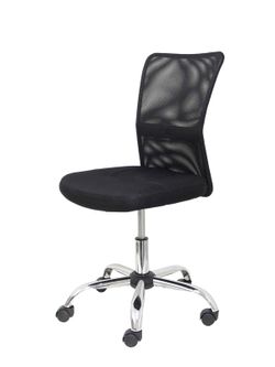 FORÖL Modelo Pardal - Silla de oficina ergonómica con mecanismo giratorio y asiento regulable en altura  Respaldo de malla transpirable color negro y asiento tapizado en tejido de malla color negro.