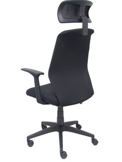 FORÖL Modelo Parolis - Silla de oficina ergonómica con mecanismo basculante y brazos fijos. Respaldo de malla transpirable en color negro con cabecero regulable y asiento tapizados en aran color negro.
