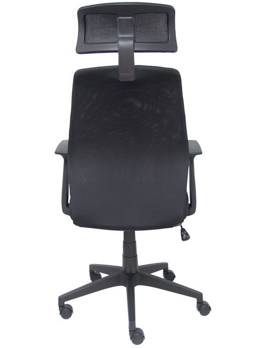 FORÖL Modelo Parolis - Silla de oficina ergonómica con mecanismo basculante y brazos fijos. Respaldo de malla transpirable en color negro con cabecero regulable y asiento tapizados en aran color negro.