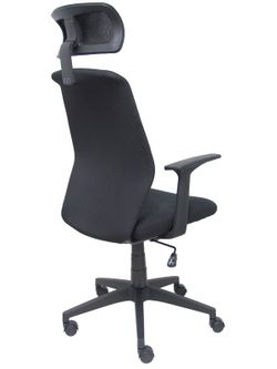 FORÖL Modelo Parolis - Silla de oficina ergonómica con mecanismo basculante y brazos fijos. Respaldo de malla transpirable en color negro con cabecero regulable y asiento tapizados en aran color negro.