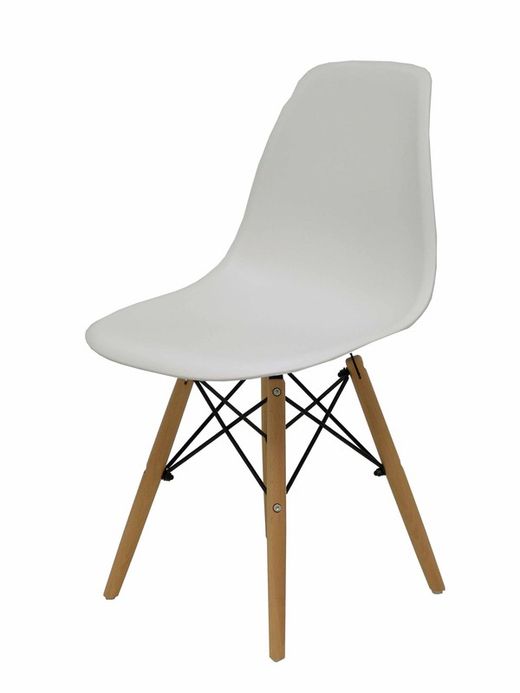 FORÖL- Modelo Priego - Pack de 4 sillas confidentes ergonómica y con estructura de madera natural de haya y metál, estilo Tower -  Asiento y respaldo de PVC.