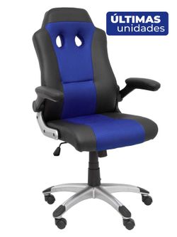 FORÖL Modelo Talave - Silla Gaming con mecanismo basculante, regulable en altura y brazos retráctiles incluidos - Asiento y respaldo tapizados en SIMILPIEL negro y azul.