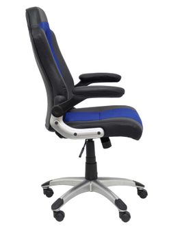 FORÖL Modelo Talave - Silla Gaming con mecanismo basculante, regulable en altura y brazos retráctiles incluidos - Asiento y respaldo tapizados en SIMILPIEL negro y azul.