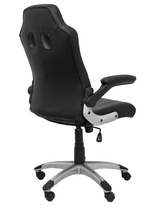 FORÖL Modelo Talave - Silla Gaming con mecanismo basculante, regulable en altura y brazos retráctiles incluidos - Asiento y respaldo tapizados en SIMILPIEL negro y gris