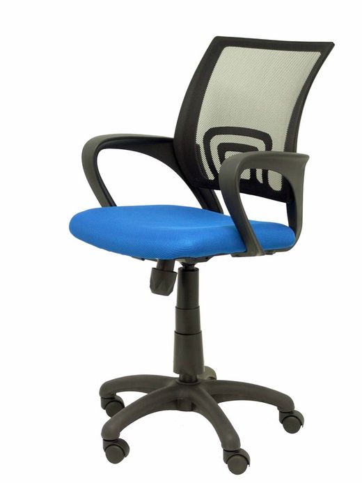 FORÖL Modelo Vianos - Silla de oficina ergonómica con mecanismo basculante y regulable en altura - Respaldo de malla en color negro y asiento tapizado en tejido 3D color azul