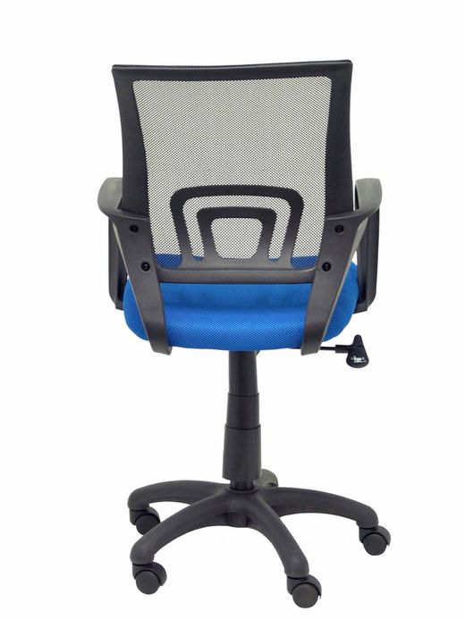 FORÖL Modelo Vianos - Silla de oficina ergonómica con mecanismo basculante y regulable en altura - Respaldo de malla en color negro y asiento tapizado en tejido 3D color azul
