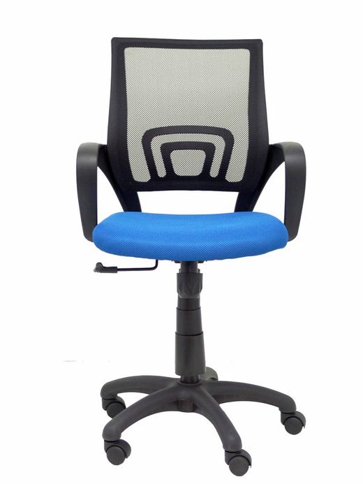 FORÖL Modelo Vianos - Silla de oficina ergonómica con mecanismo basculante y regulable en altura - Respaldo de malla en color negro y asiento tapizado en tejido 3D color azul