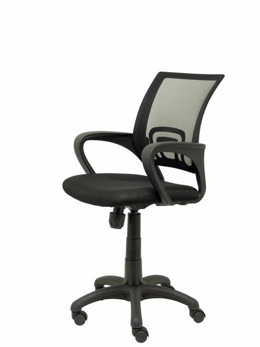 FORÖL Modelo Vianos - Silla de oficina ergonómica con mecanismo basculante y regulable en altura - Respaldo de malla en color negro y asiento tapizado en tejido 3D color negro