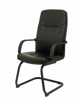 FORÖL Modelo Villa confidente - Sillón confidente patín con brazos fijos - Asiento y respaldo tapizados en similpiel color negro