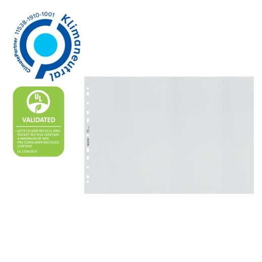 Funda portadocumentos (Bolsa 25). PP "Piel de naranja" con refuerzo. 100 micras. Leitz Recycle. DIN A3. 11 taladros