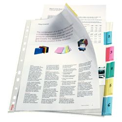 Fundas con pestaña (Set 6 fundas) PP Cristal con refuerzo 85 micras. DIN A4. 11 taladros