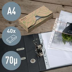 Couvertures porte-documents (Boîte 40). PP "Peau d'orange). Présentation à portée de main. 70 microns. Leitz Recycle. DIN A4. 11 trous