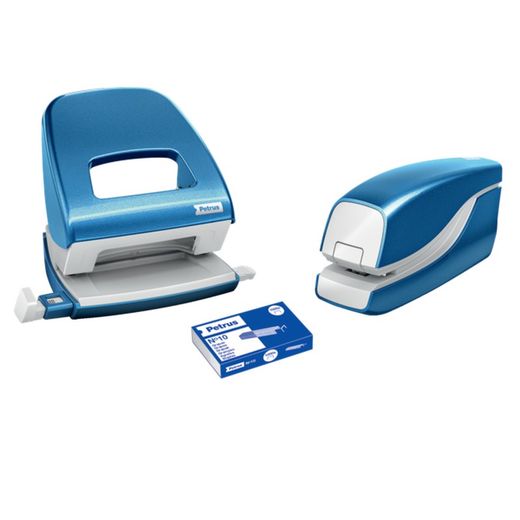 Petrus contactloze nietmachine mod. E-310 (voeding 4 batterijen van 1,5 V niet inbegrepen), metallic blauw