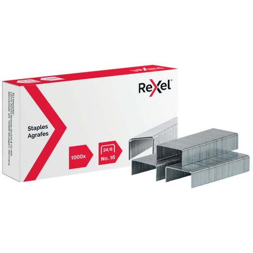 Rexel staples 24/6. Box 1000, galvanized