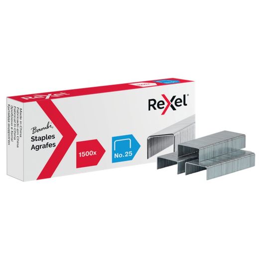 Punti Rexel n. 25. Scatola 1500, zincati