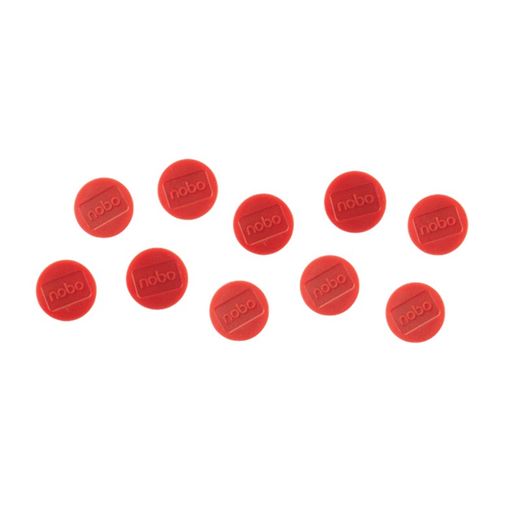 Magnesy do tablic suchościeralnych NOBO, 38 mm, opór 1,5 kg, 10 szt., czerwone