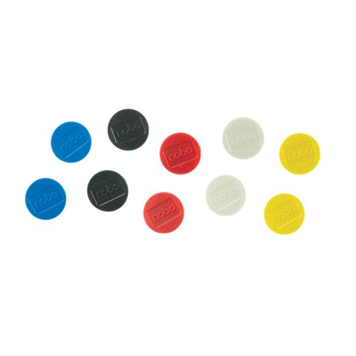 NOBO tavlemagneter, 38 mm, 2,5 kg modstand, 10 stk., assorteret