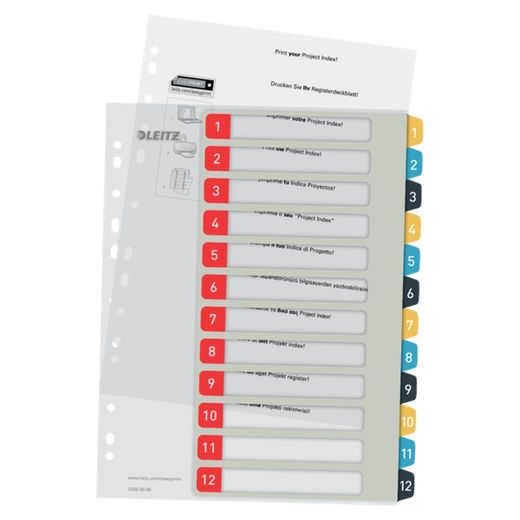 Indice dei progetti Stampabile Leitz Cosy. DIN A4. Schede PP 1-12