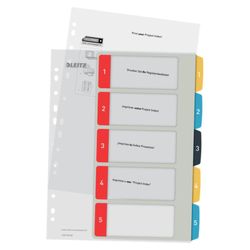 Index van projecten Afdrukbare Leitz Cosy. DINA4. PP-tabs 1-5