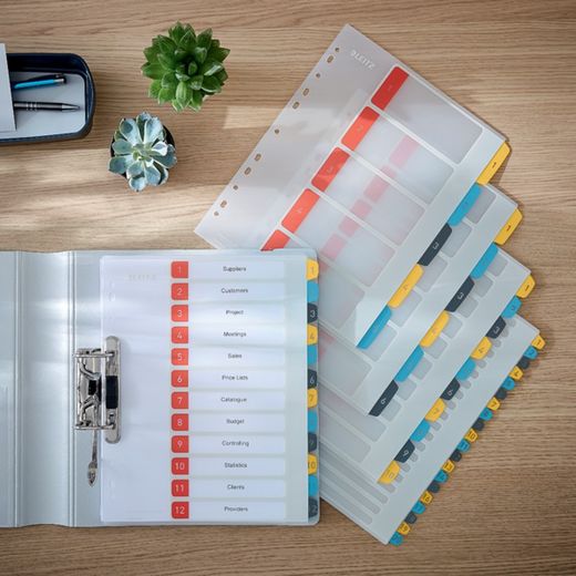Index van projecten Afdrukbare Leitz Cosy. DINA4. PP-tabs 1-6