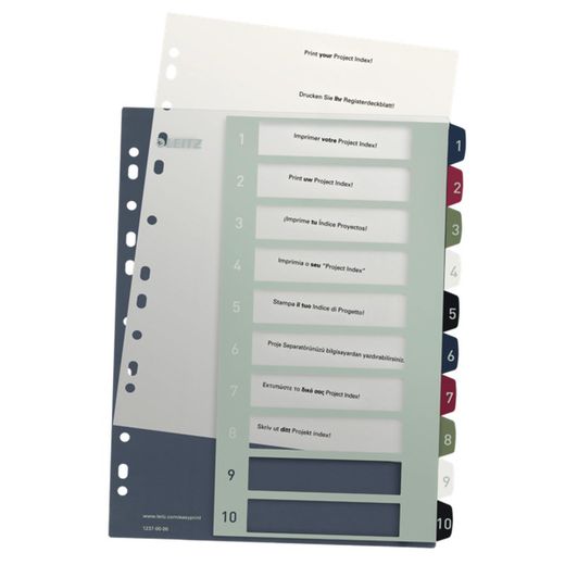Indice dei progetti Stampabile Leitz STYLE. DIN A4. Schede PP 1-10