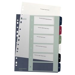 Índice de proyectos Imprimible Leitz STYLE. DIN A4. Pestañas PP 1-6