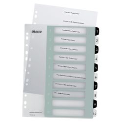 Index of projects Printable Leitz WOW. DIN A4. PP tabs 1-10, white/black