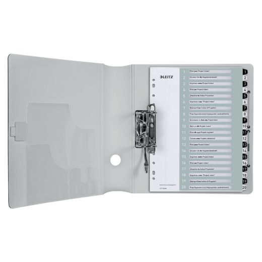 Index van projecten Afdrukbare Leitz WOW. DINA4. PP tabs 1-20, wit/zwart