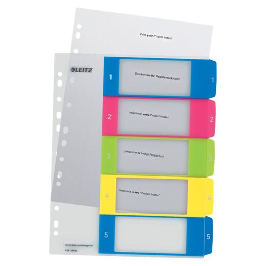 Indeks projektów Leitz WOW do druku. DIN A4. Zakładki PP 1-5