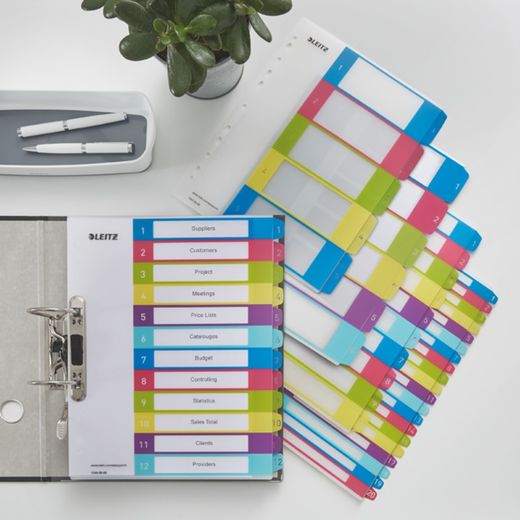 Indeks projektów Leitz WOW do druku. DIN A4. Zakładki PP 1-6