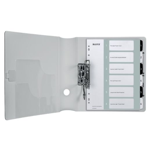 Index van projecten Afdrukbare Leitz WOW. DINA4. PP tabs 1-6, wit/zwart