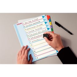 Index der Multidrill-Projekte. DIN A4. Löschen und neu schreiben. Reiter 1-12, mehrfarbig