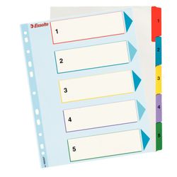 Índice de proyectos multitaladro. DIN A4. Borra y Re-Escribe. Pestañas 1-5, multicolor