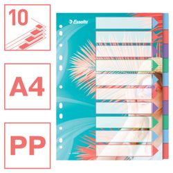 Esselte Colour'Breeze multi-drill index. P.P. A4. 10 tabs, multicolored