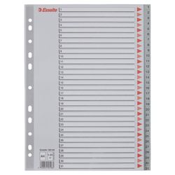 Índice multitaladro Esselte. DIN A4. Cartulina índice color. Pestañas 1-31 PP, gris