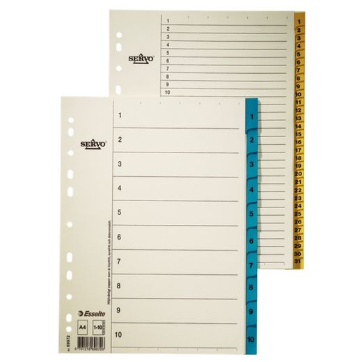 Esselte Multidrill-Index. DIN A4. Karteikarte. Reiter 1-5 Mylar-Papier, beige